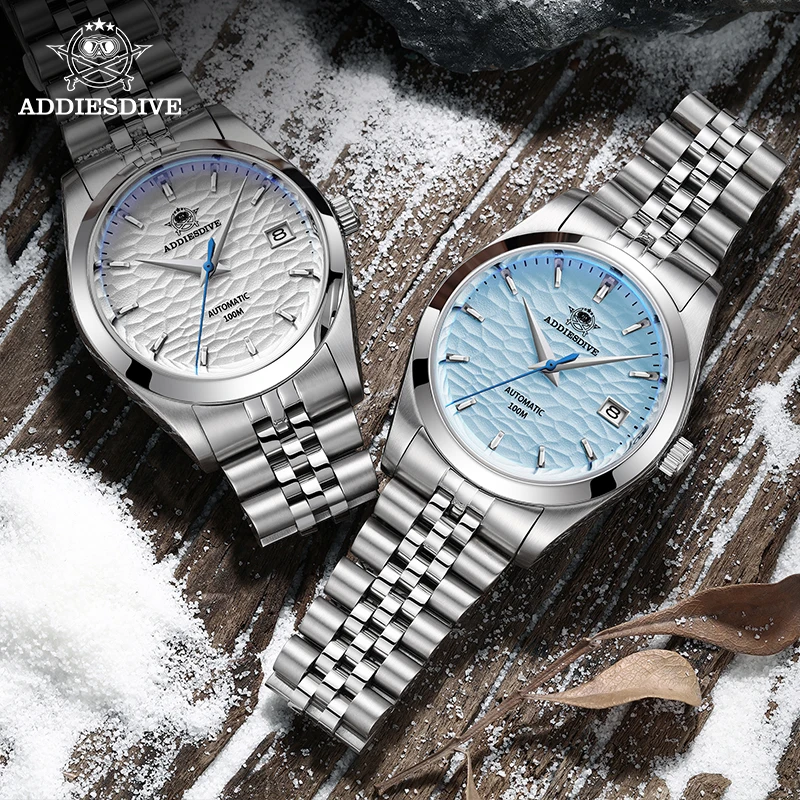 

ADDIESDIVE Men Mechanical Watches Calendar Sapphire Glass 100meters Diving NH35A Super Luminous Wristwatches Relojes Mecánicos
