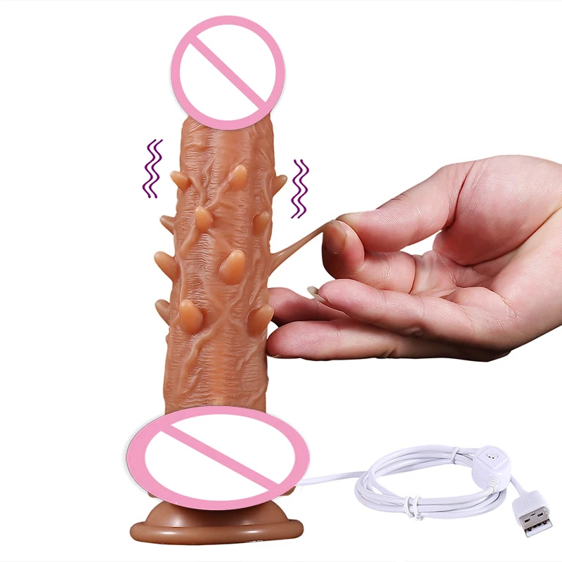 

USB G-Spot Stimulator Massager Vibrating Realistic Dildo Thick Penis Cock Sex Toys Dildo Vibrator for Women Masturbation Vagina