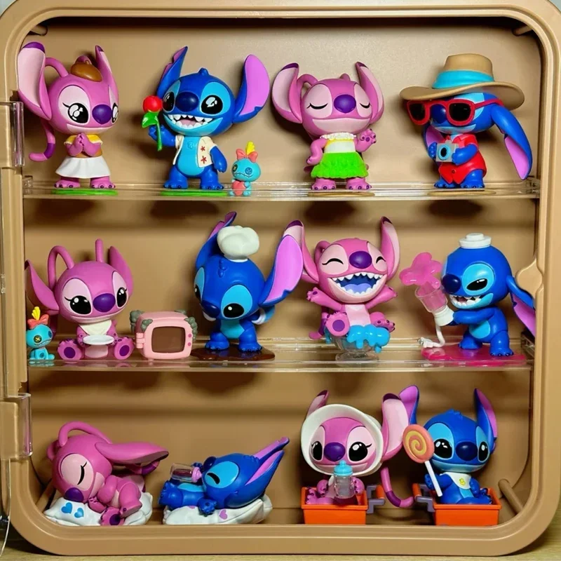 Фигурки героев мультфильма Disney, Стич, Стич, кавайная кукла, фигурки героев мультфильма «Загадка», серия «Дата», Случайная коробка, детские игрушки, подарки