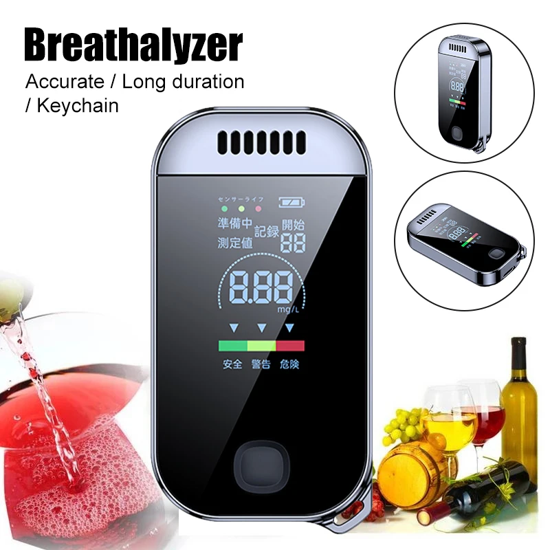 

0.000~0.199% BAC Breathalyzer USB Rechargeable Portable Breath Alcohol Tester 50 Group Records with Light&Color LCD Display