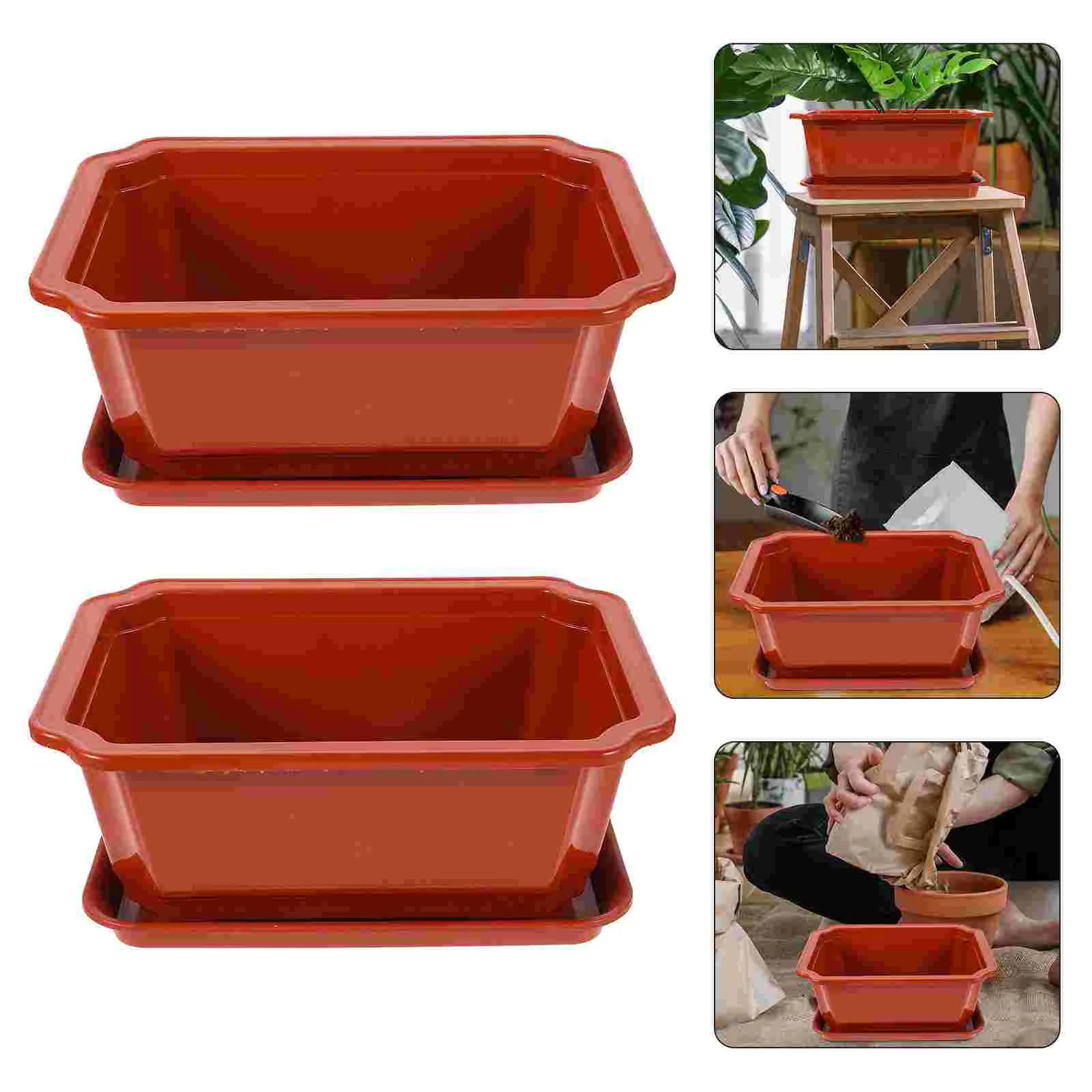 

2 Pcs Flowerpot Pots Gardening Bonsai Container Indoor Plants Household Planter Plastic Planting Thicken Decorative Planters