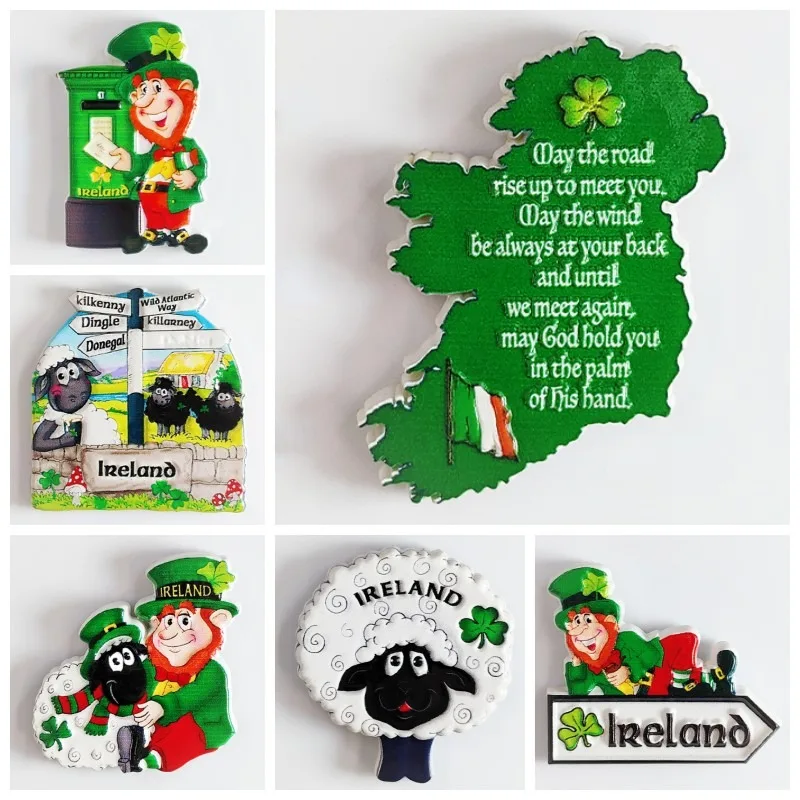 

Ireland Travelling Souvenirs Sheep Fridge Magnets Clover Gentleman Fridge Stickers Wedding Gifts Whiteboard Magnetic Stickers