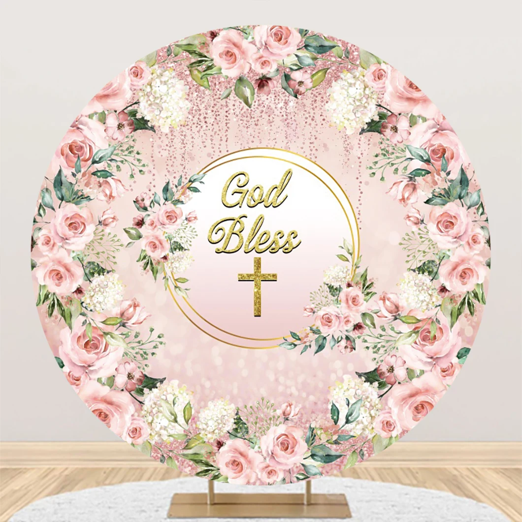 Laeacco God Bless Round Backdrop Pink Floral Gold Cross Girls Birthday Baby Shower Portrait Customized Photography Background
Laeacco God Bless Round Backdrop Pink Floral Gold Cross Girls Birthday Baby Shower Portrait Customized Photography Background