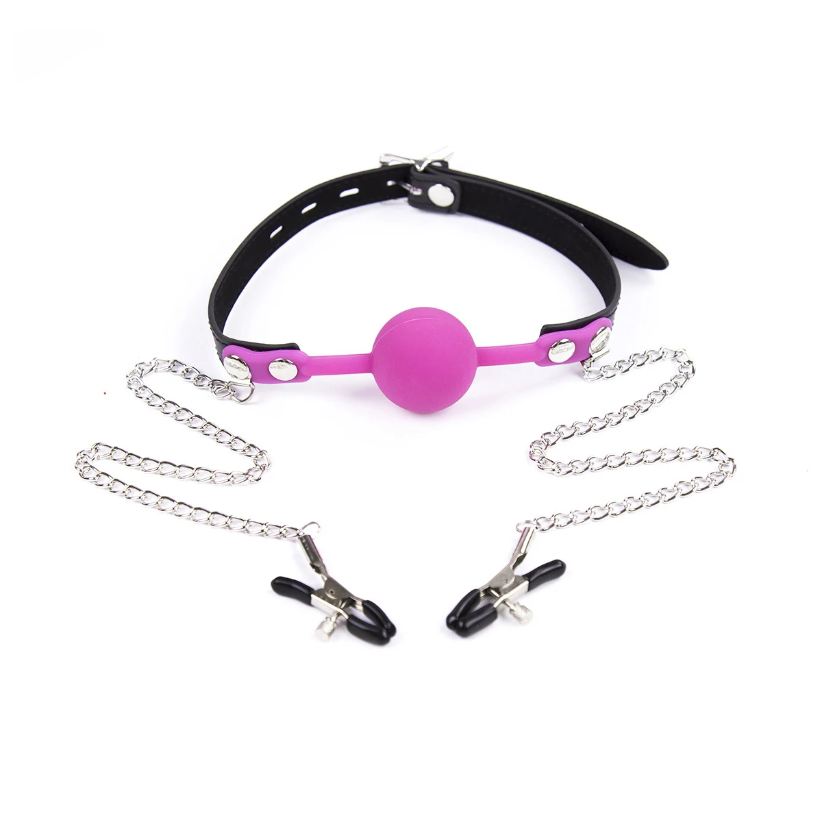 Silicone Mouth Gag Chain Nipple Clamp BDSM Bondage Sex Toy For SM Game Silicone Mouth Gag Chain Nipple Clamp BDSM Bondage Sex Toy For SM Game
