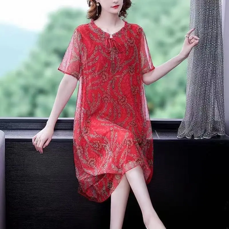 Summer New Print Large Women's Dress Short Sleeve Round Neck Loose Medium Length Casual Dress
Summer New Print Large Women's Dress Short Sleeve Round Neck Loose Medium Length Casual Dress