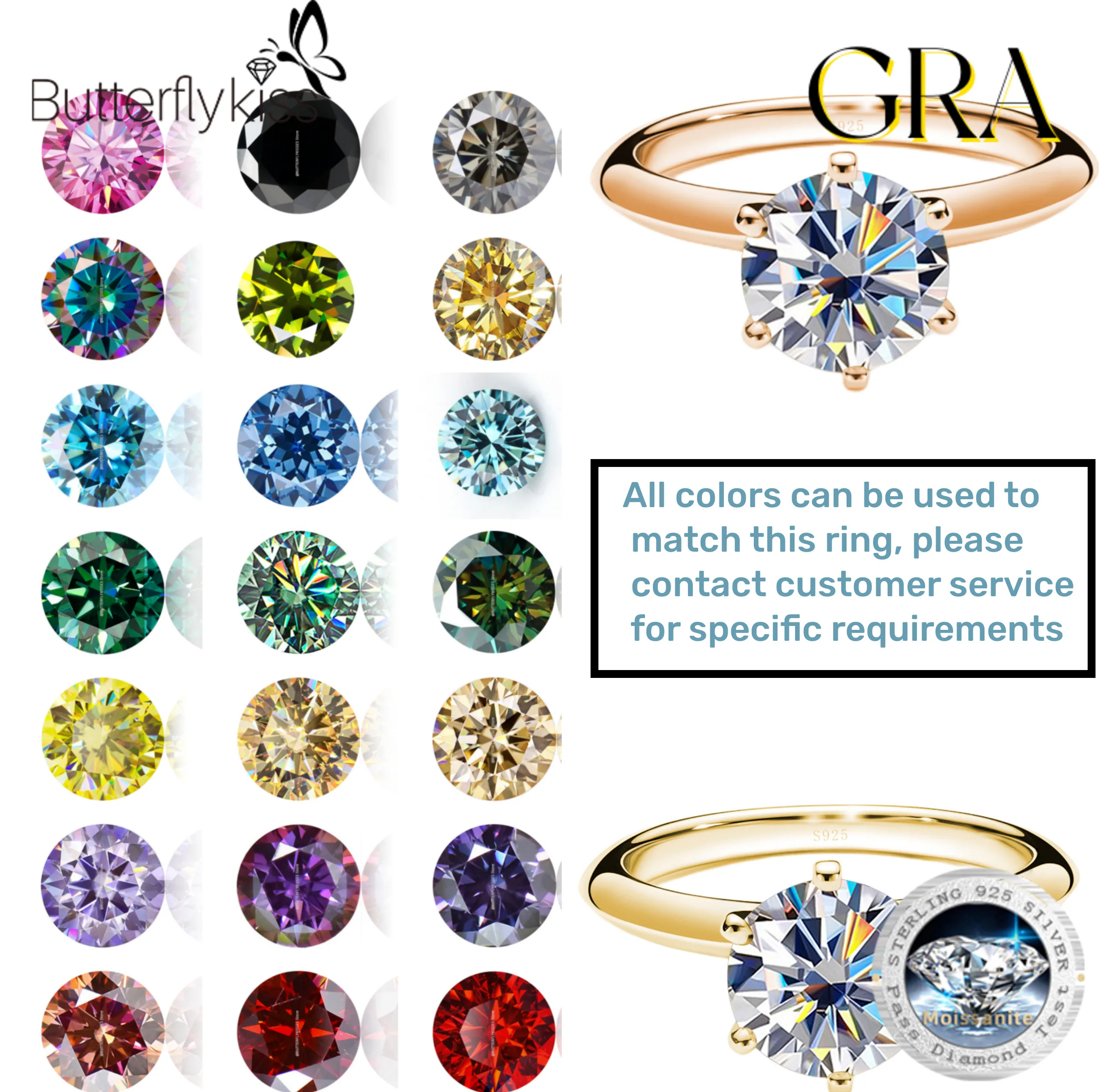Butterflykiss 100% Real Moissanite Diamond Rings For Women Wedding 925 Silver Classic Round Gift Size 0.5CT 1CT 2CT 3CT With GRA
Butterflykiss 100% Real Moissanite Diamond Rings For Women Wedding 925 Silver Classic Round Gift Size 0.5CT 1CT 2CT 3CT With GRA
