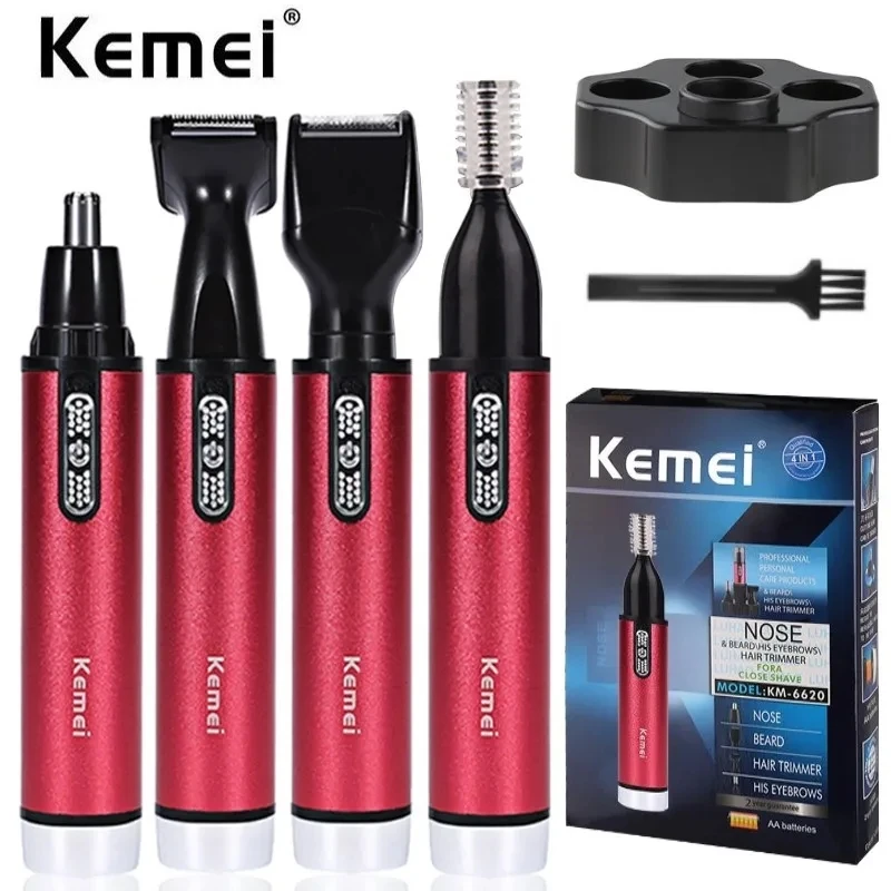 

Kemei KM-6620 4 in 1 Battery Ear Hair And Nose Trimmer Men Trimer For Sideburns Hair Cut Eyebrow Trimmer For Women And Men