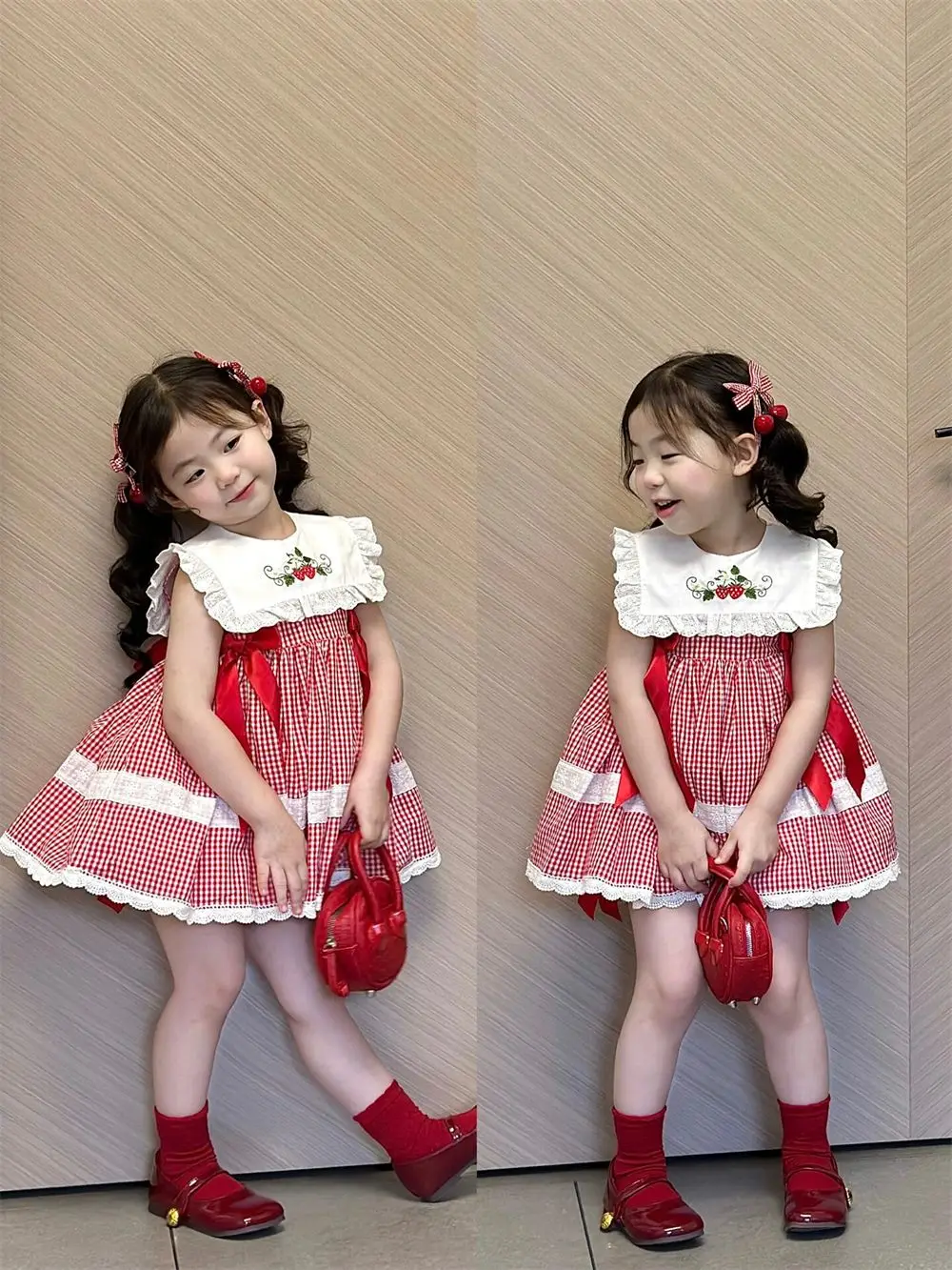 

Летнее кружевное платье-трапеция для маленьких девочек, повседневная детская одежда без рукавов, Детские Юбки принцессы с цветочной вышивкой и кукольным воротником