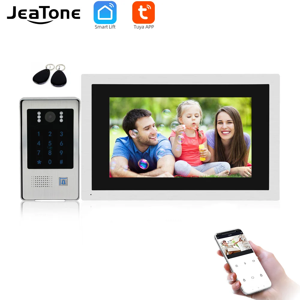 

JeaTone 10 Inch IP Video Door Phone Intercom WiFi Smart Doorphone with RFIC Access Control and Tuya Remote Unlock, Talk, Record