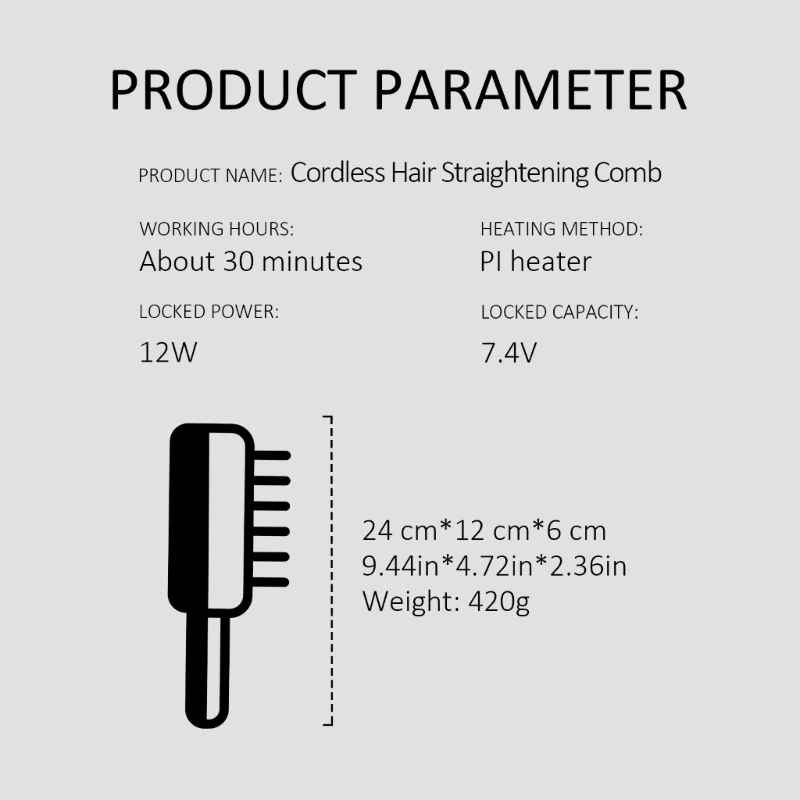 

Беспроводная щетка-выпрямитель для волос, щетка-выпрямитель с быстрым подогревом, многофункциональная электрическая горячая для