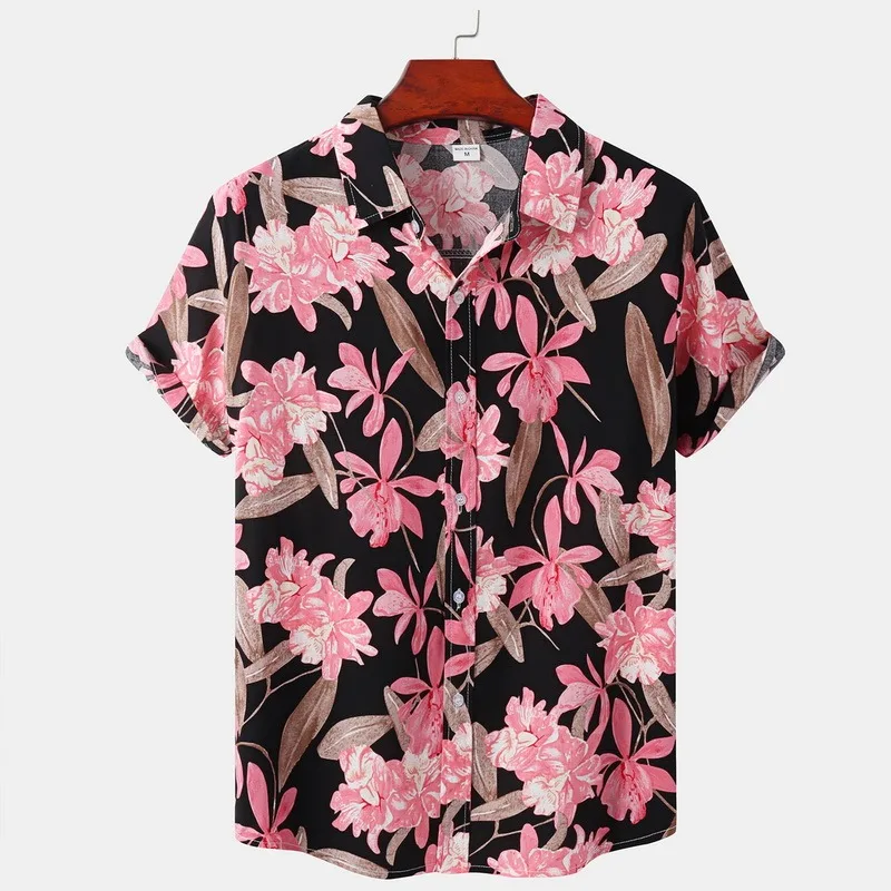 

Рубашка мужская с принтом подсолнухов, гавайская блуза оверсайз с короткими рукавами, повседневный пляжный топ свободного кроя в тропическом стиле, лето