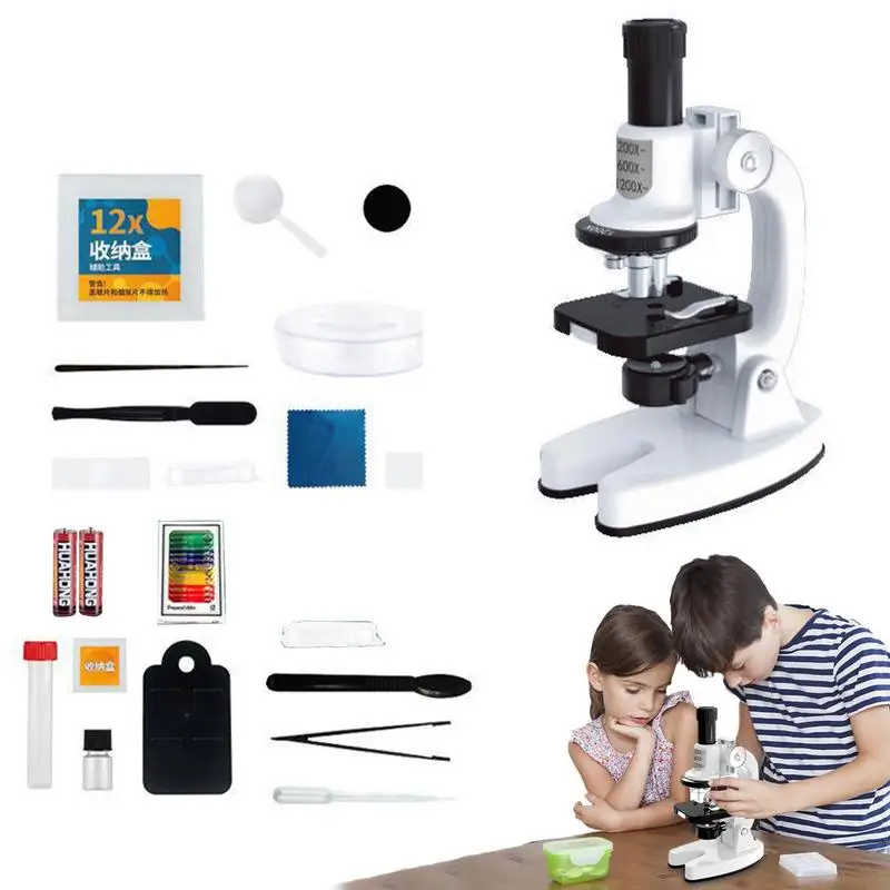 

Microscope Kit Lab LED 1200X Microscope Home School Educational Toy Gift Refined Biological Microscope For Kid Child