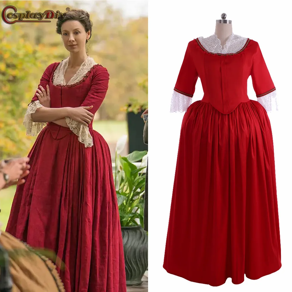 

Claire Randall Vintage Highlander Red Dress Outlander Women Dress Gown Custom Made L320