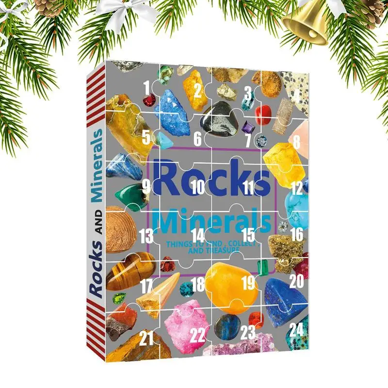 

Календарь для создания рождественской адвенции, Хрустальная руда, календарь для Адвента 2022-содержит 24 хрустальных руды, подарки, полная коллекция горных пород, Рождество