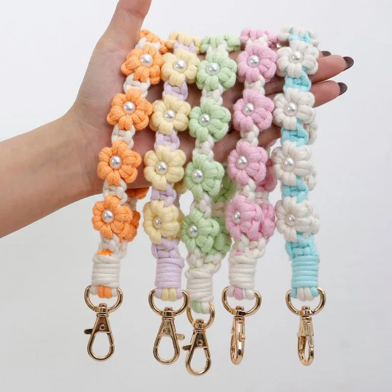 Candy Color Handmade Macrame Bohemian Woven Wrist Strap Keychain Flower Rose Key Ring Keychains Women Holiday Gifts
Candy Color Handmade Macrame Bohemian Woven Wrist Strap Keychain Flower Rose Key Ring Keychains Women Holiday Gifts