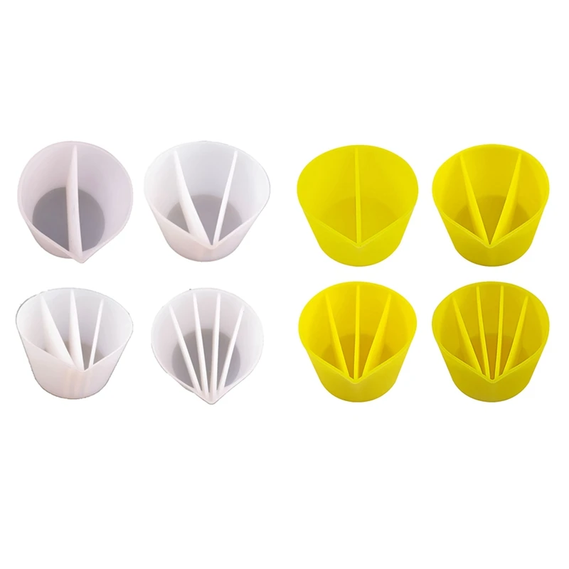 

4Pc Silicone Color Toning Cup For Paints Pouring Acrylic Paint Pour Cup 2/3/4/5 Channels Dividers DIY Epoxy Resin Tools Yellow