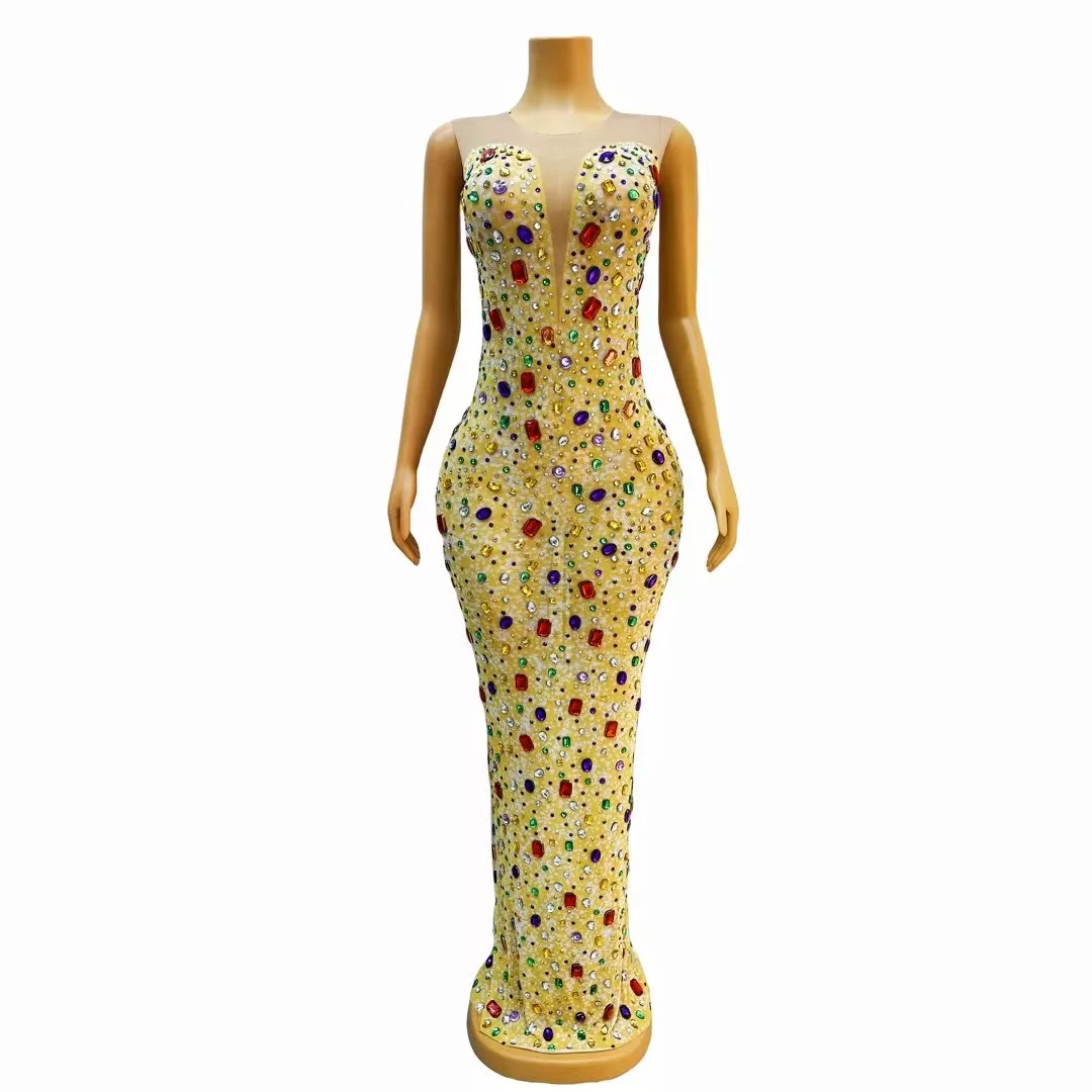 Flashing Gold Colorful Rhinestones CelebrateDress Birthday Dancer Prom Party Big StonesOutfit Evening Celebrate Costume C175
Flashing Gold Colorful Rhinestones CelebrateDress Birthday Dancer Prom Party Big StonesOutfit Evening Celebrate Costume C175