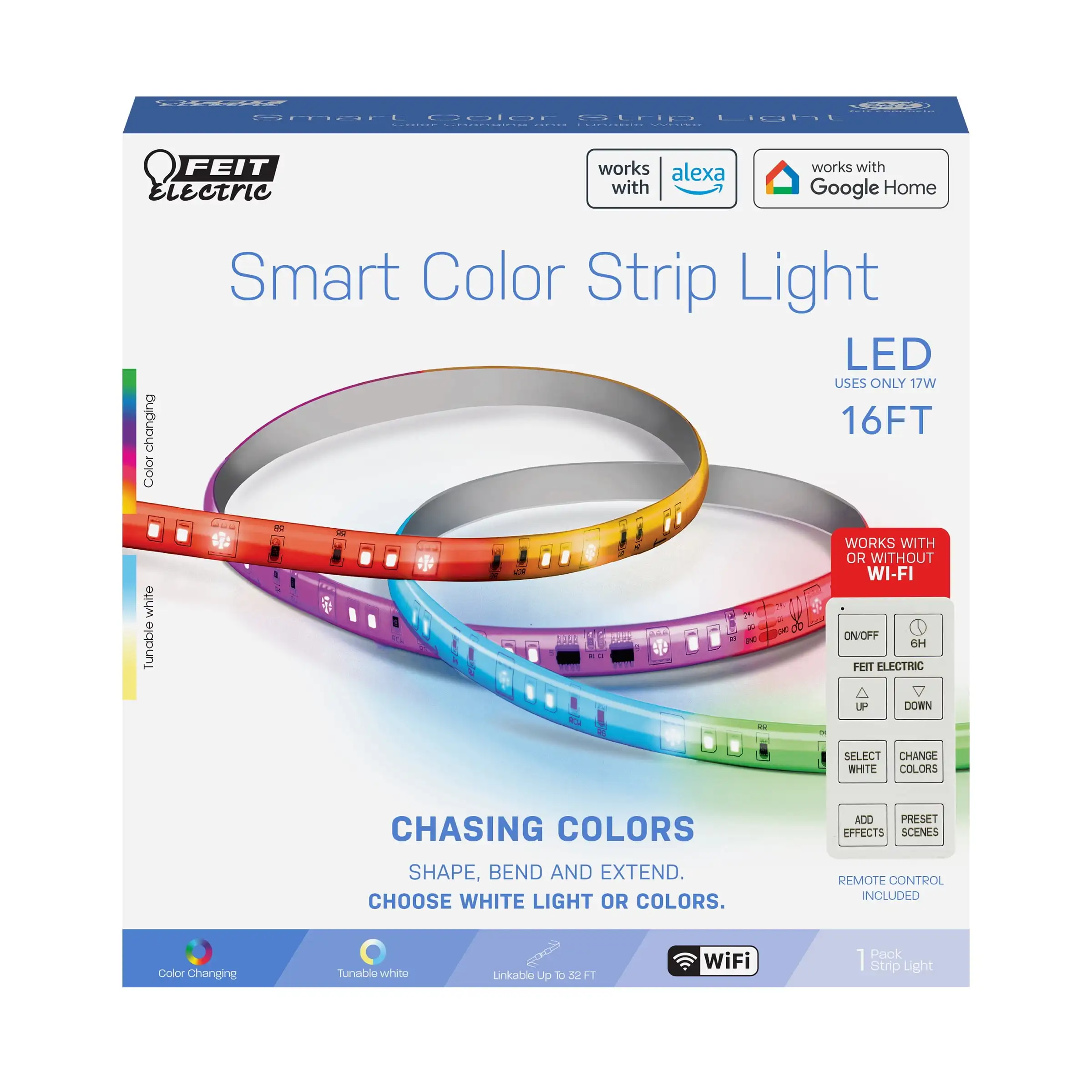 16' ft. Smart Color Chasing Strip Light RGB Led Light Strip Light Tape for Any Occasion
16' ft. Smart Color Chasing Strip Light RGB Led Light Strip Light Tape for Any Occasion