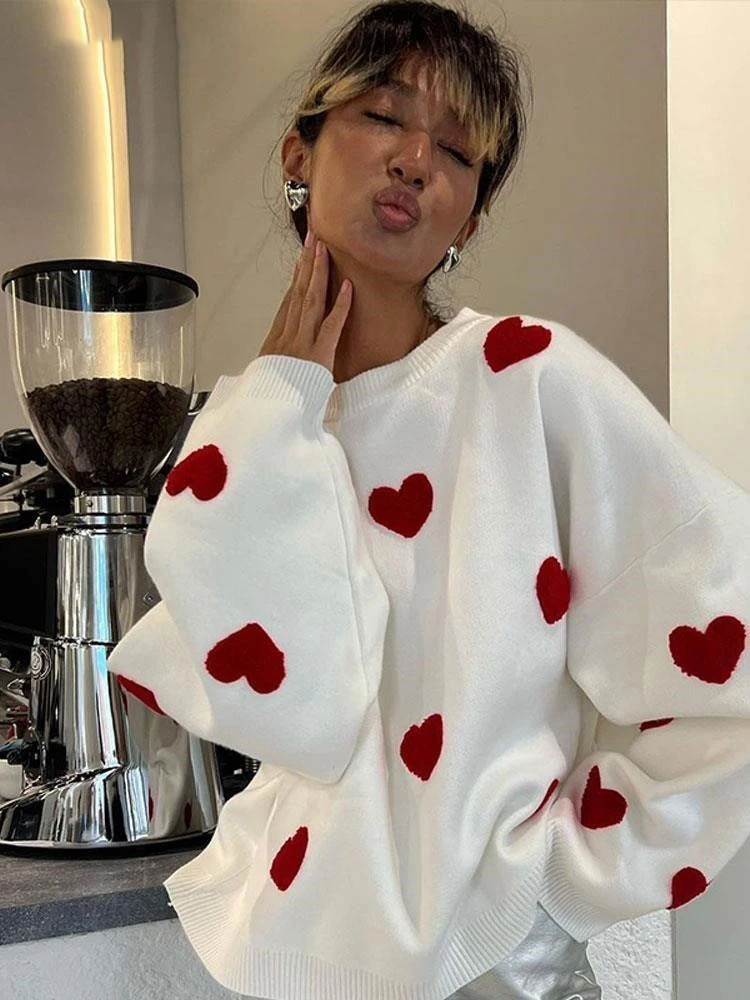 Women Love Heart Embroidery Knitting Sweaters O Neck Long Sleeve Casual Pullover Loose Chic Streetwear Oversized Female Sweater
Women Love Heart Embroidery Knitting Sweaters O Neck Long Sleeve Casual Pullover Loose Chic Streetwear Oversized Female Sweater