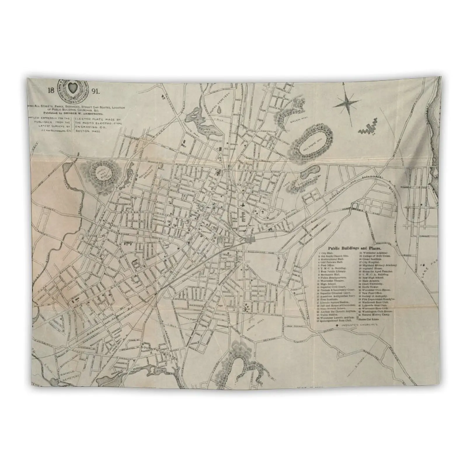 Vintage Map of Worcester MA (1891) Tapestry House Decoration Bedrooms Decor Kawaii Room Decor Bed Room Decoration Tapestry 
Vintage Map of Worcester MA (1891) Tapestry House Decoration Bedrooms Decor Kawaii Room Decor Bed Room Decoration Tapestry
