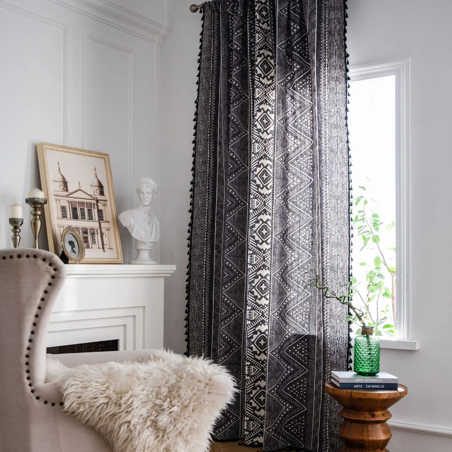 American style Curtains for Living Room Bedroom Dining Cotton Linen Bohemian Style Black Geometric Print Window Decoration
American style Curtains for Living Room Bedroom Dining Cotton Linen Bohemian Style Black Geometric Print Window Decoration