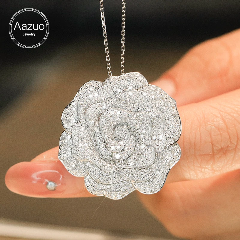 Aazuo 18K Solid White Gold 1.780ct Big Flower Necklace Brooch Gift For Women Engagement Natural Diamond Fashion Design For Lady
Aazuo 18K Solid White Gold 1.780ct Big Flower Necklace Brooch Gift For Women Engagement Natural Diamond Fashion Design For Lady