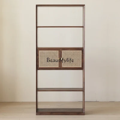 Customized Solid Wood Combination Simple Modern Black Walnut Wooden Bookshelf Rattan Floor Storage Cabinet
Customized Solid Wood Combination Simple Modern Black Walnut Wooden Bookshelf Rattan Floor Storage Cabinet