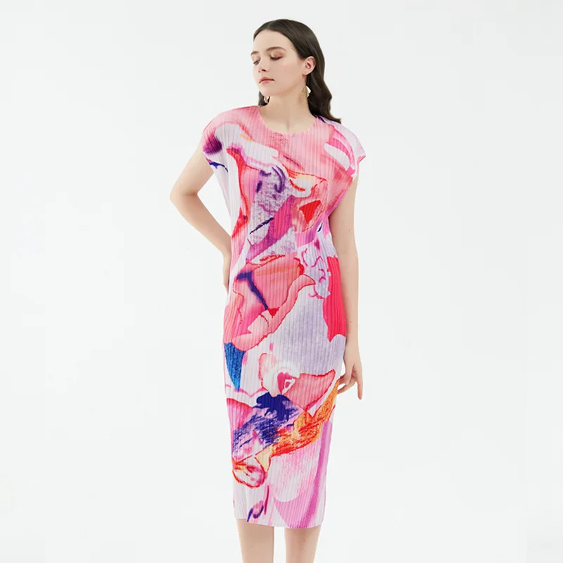 Miyake 2022 summer new tie-dye printed skirt fashion casual women's temperament advanced slim dress women
Miyake 2022 summer new tie-dye printed skirt fashion casual women's temperament advanced slim dress women