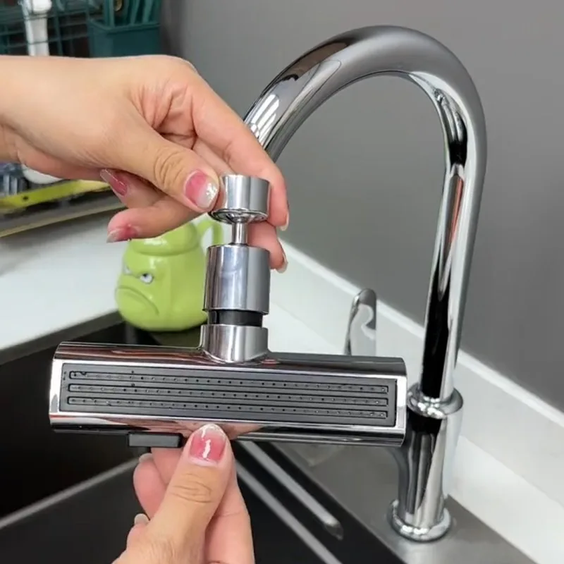 

Kitchen Faucet Splash Proof Waterfall Outlet Universal Joint with Universal Rotating Pressure Extended Water Nozzle