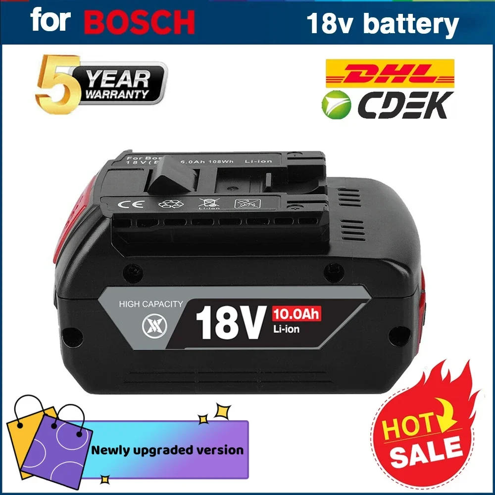 

Upgraded 18V 10Ah Li-Ion Rechargeable Batteries for Bosch Power Tools - Maximize Your Productivity with Long Runtime