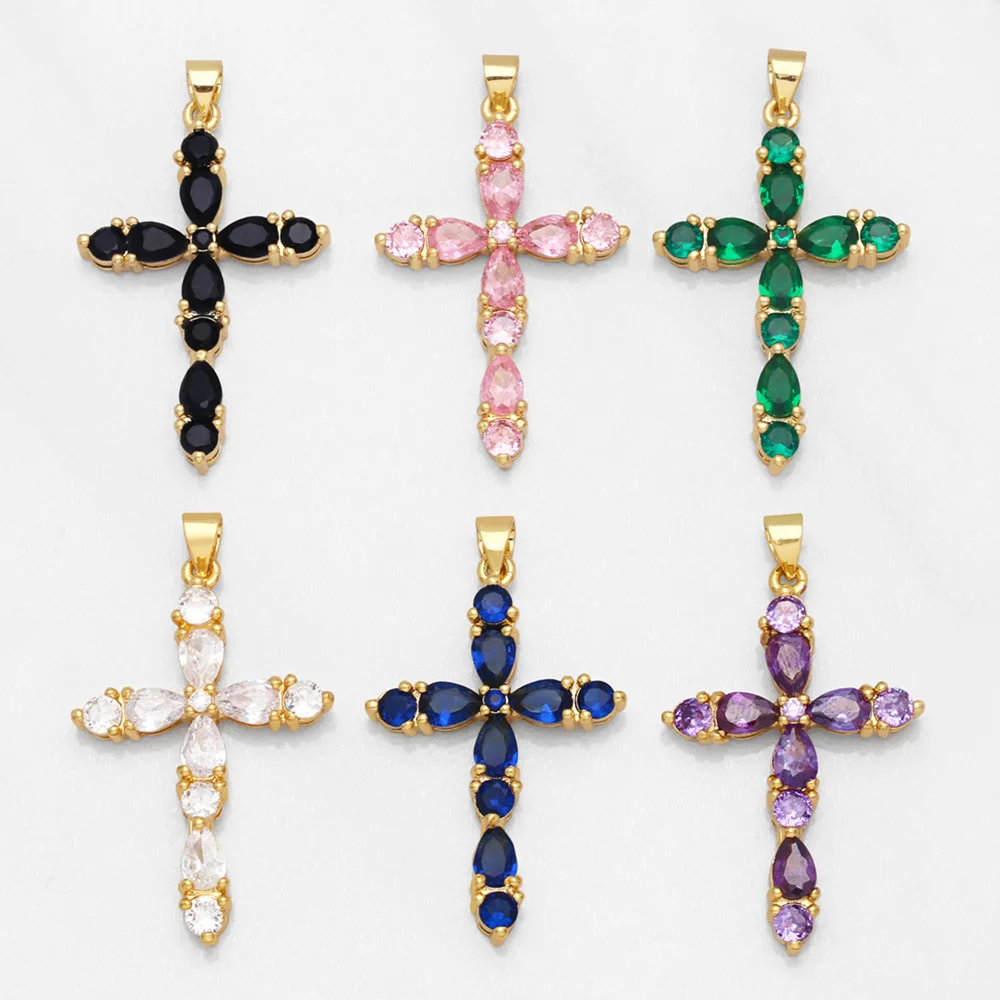 OCESRIO Large Cross Pendants for Necklace Copper Gold Plated CZ Crucifix Handmade Jewellery Making Supplies Wholesale pdta771
OCESRIO Large Cross Pendants for Necklace Copper Gold Plated CZ Crucifix Handmade Jewellery Making Supplies Wholesale pdta771
