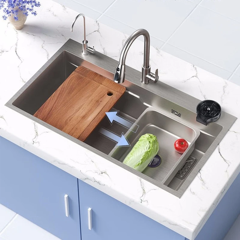 304Stainless steel thickened brushed handmade large single slot vegetable washing basin
304Stainless steel thickened brushed handmade large single slot vegetable washing basin