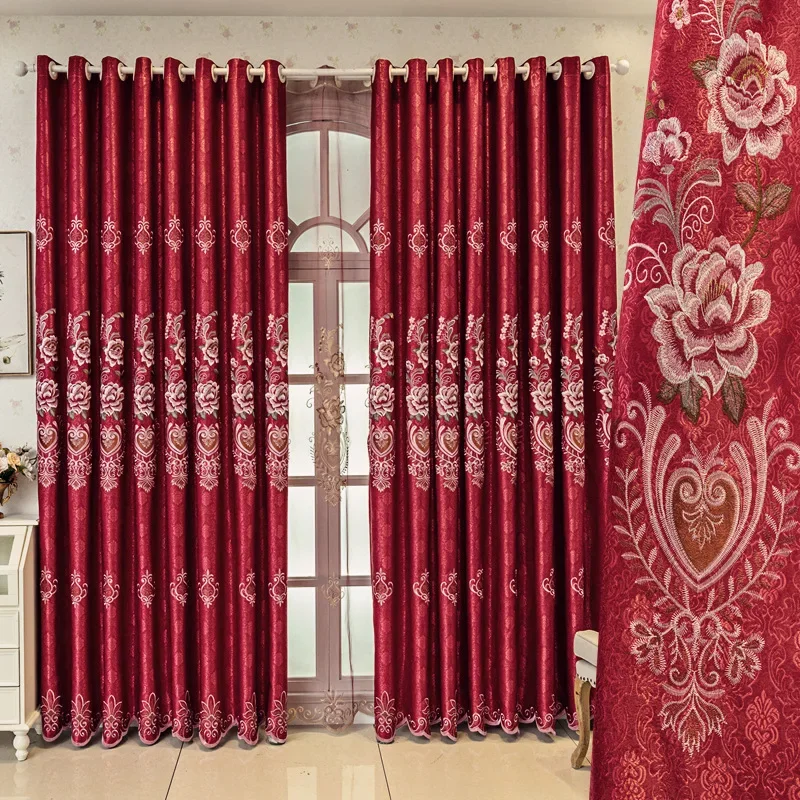 European Embroidered Curtains for Living Room Bedroom Thickened Blackout Festive Red Water-soluble Embroidered Fabric
European Embroidered Curtains for Living Room Bedroom Thickened Blackout Festive Red Water-soluble Embroidered Fabric