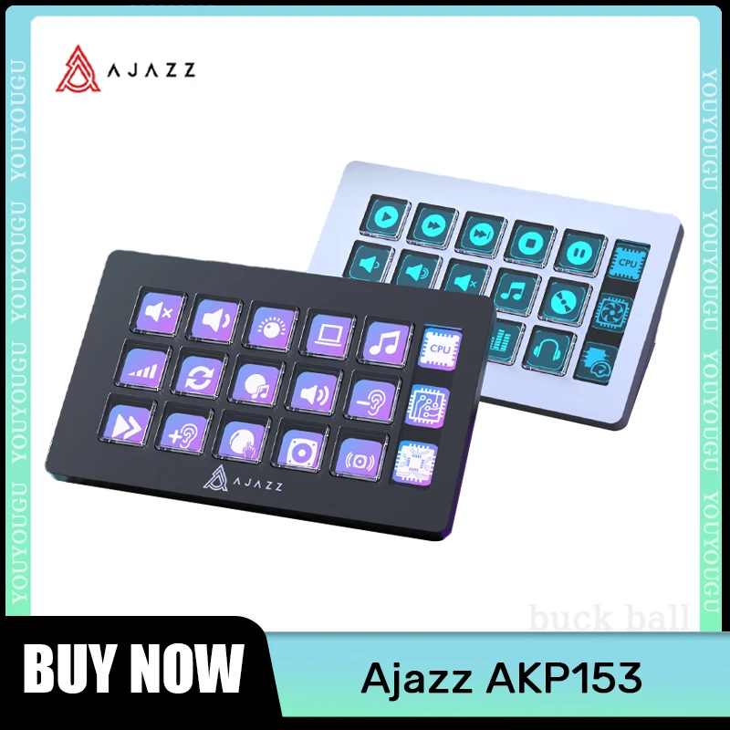 

Ajazz Akp153 Desktop Smart Console Panel Mini Keyboards Desktop Assistant Custom Programming Control Intelligent Display MAC WIN