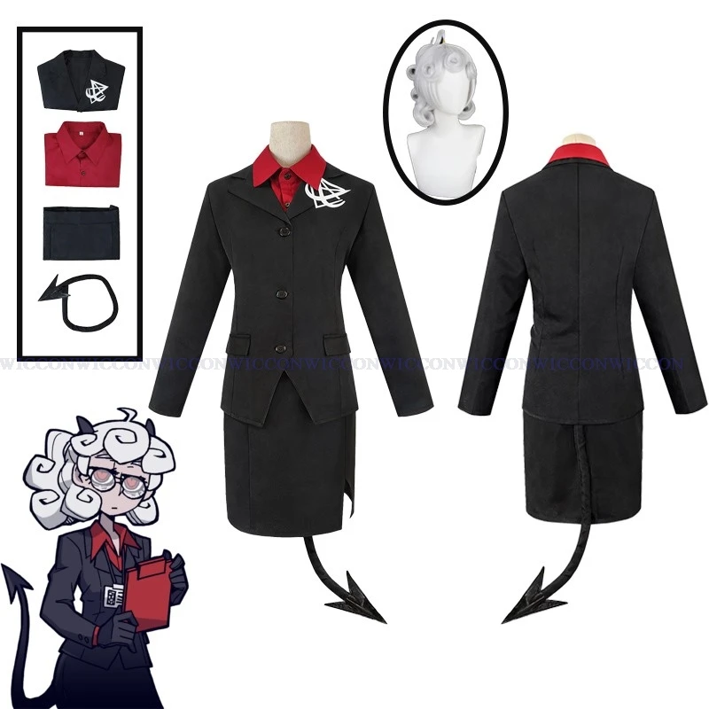 

Game Helltaker the Lustful Demon Modeus Cosplay Costume Outfits for Women Men Wig Adult JK Uniform Tail Stockings Halloween