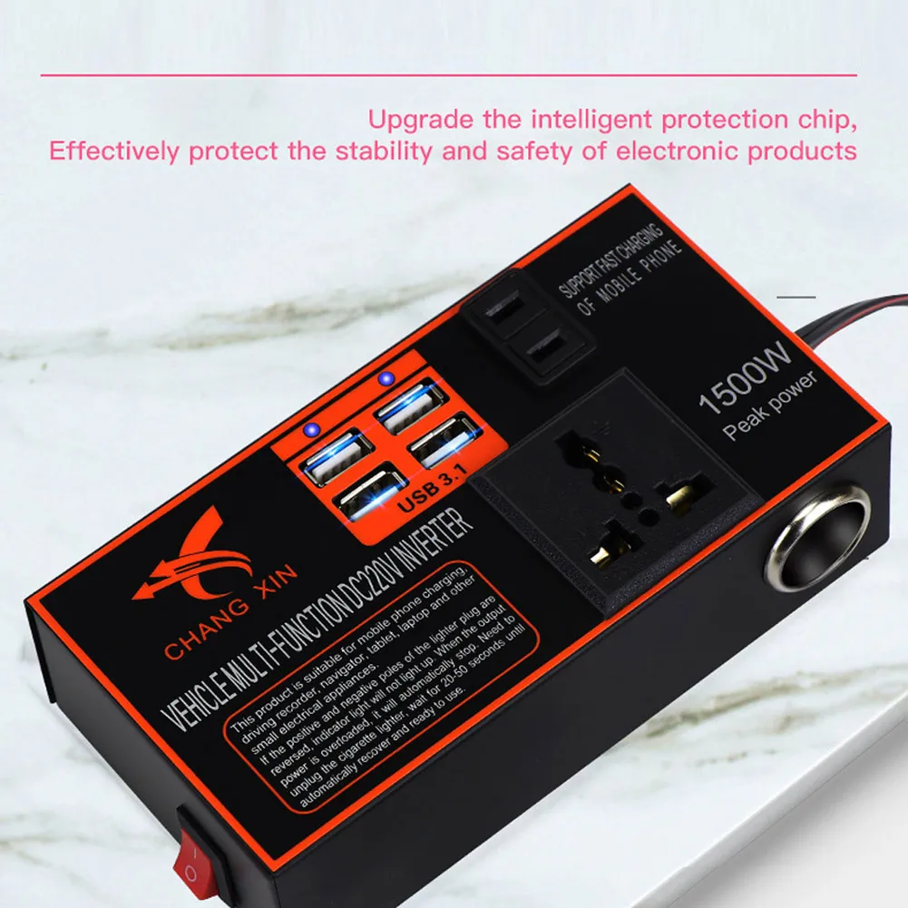 1 X Car Inverter 1500w Power Inverter Adapter Converter 12v24V To DC 110V/220v Auto Chargers Trip 5V Fast Charge Car Electronics
1 X Car Inverter 1500w Power Inverter Adapter Converter 12v24V To DC 110V/220v Auto Chargers Trip 5V Fast Charge Car Electronics