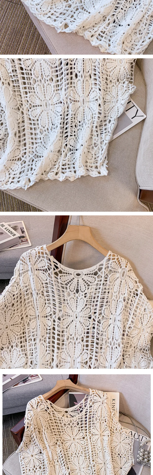 Daisy Crochet Lace Top Batwing Sleeve Hollow-out Floral Openwork Knit Blouse Women Beach Cover-up Spring Summer 2026 Boho 7 S68df30c197bf4d22bfc21a7a27717d1d3