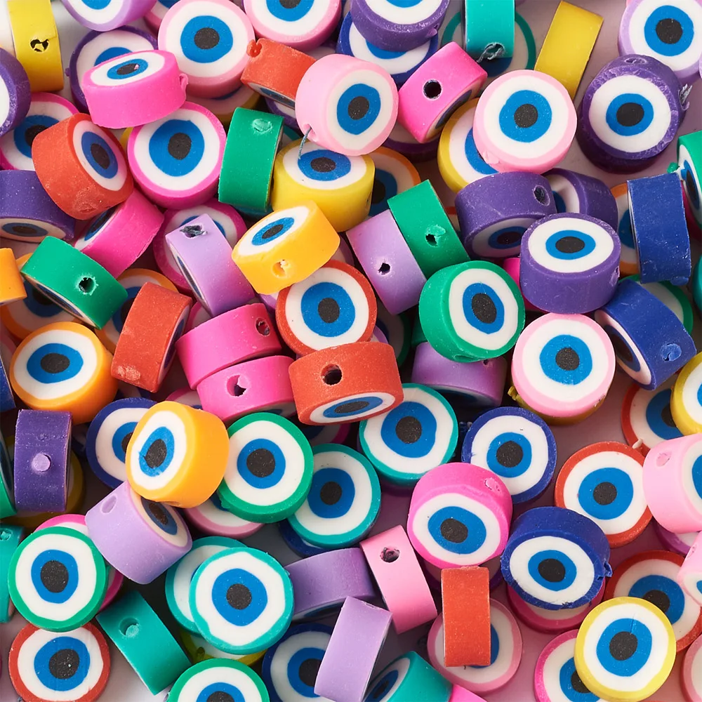 

200pcs Mixed Color Eye Round Handmade Polymer Clay Beads Spacer Loose Beads for Jewelry Making DIY Bracelet Charms Accessories