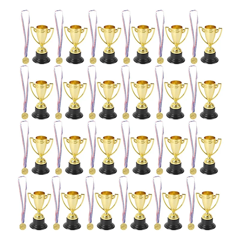 

Набор наград и медалей из 48 предметов, золотистый пластиковый трофей из 24 предметов и медали для детских спортивных наград, модные сувениры