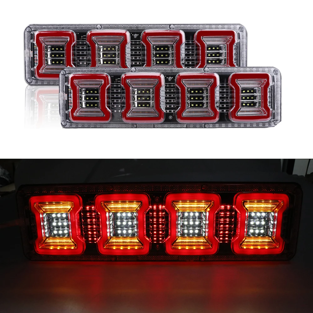 

2pcs 24V LED Car Trailer Truck Rear Tail Lights Stop Brake Turn Signal Lamp Indicator Lamp Taillight Caravans Bus RV Camper