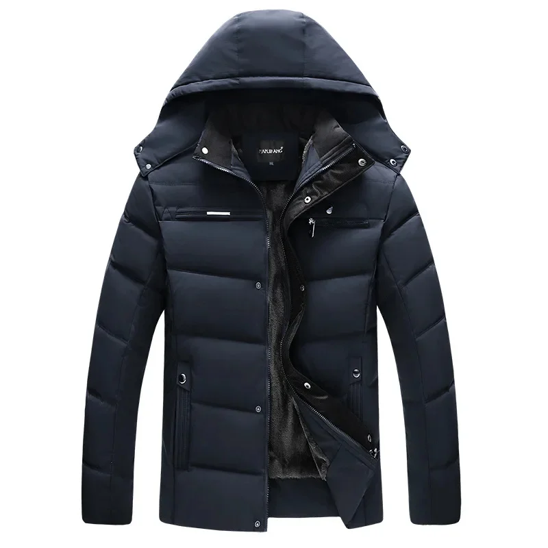 

New Winter Men Jacket Fleece Lined Parkas Hooded Outerwear Thicken Waterproof Coat Warm Overcoat Men's Clothing Casual Loose