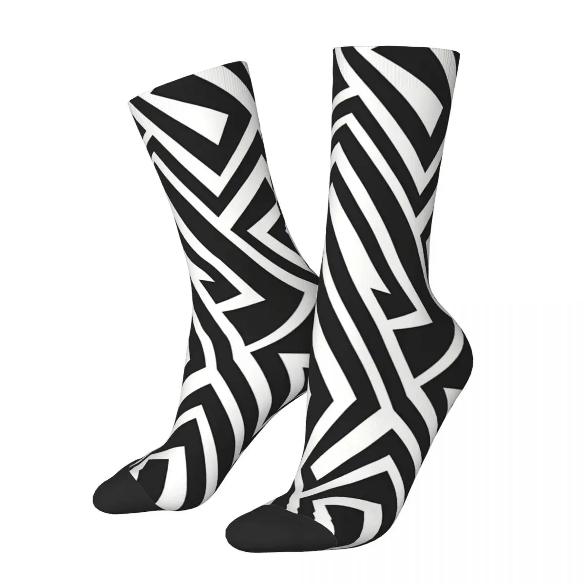 

Unique Sense Of Lines Black And White Stripe Socks Male Mens Women Spring Stockings Polyester