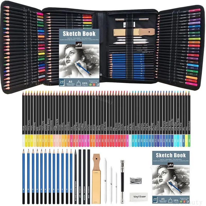 

Greatest Gift Color Pencil & Sketch Pencils Set for Drawing Art Tool Kit Graphite Strips Charcoal Painting Pencils Paper Pens