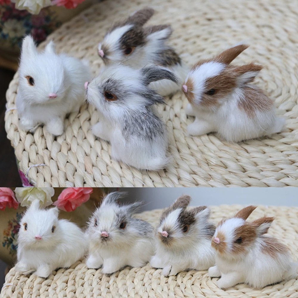 

5CM Cute Model Figurines Animal Birthday Gift Simulation Rabbits Plush Bunny Easter Kids Toy