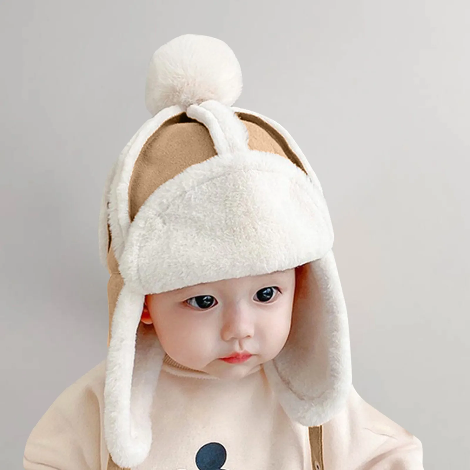 

Fur Baby Hat For Girls Boys Plush Lining Winter Hat For Kids Cap With Earflap Skiing Windproof Baby Bonnet Infant Beanie 1-4y