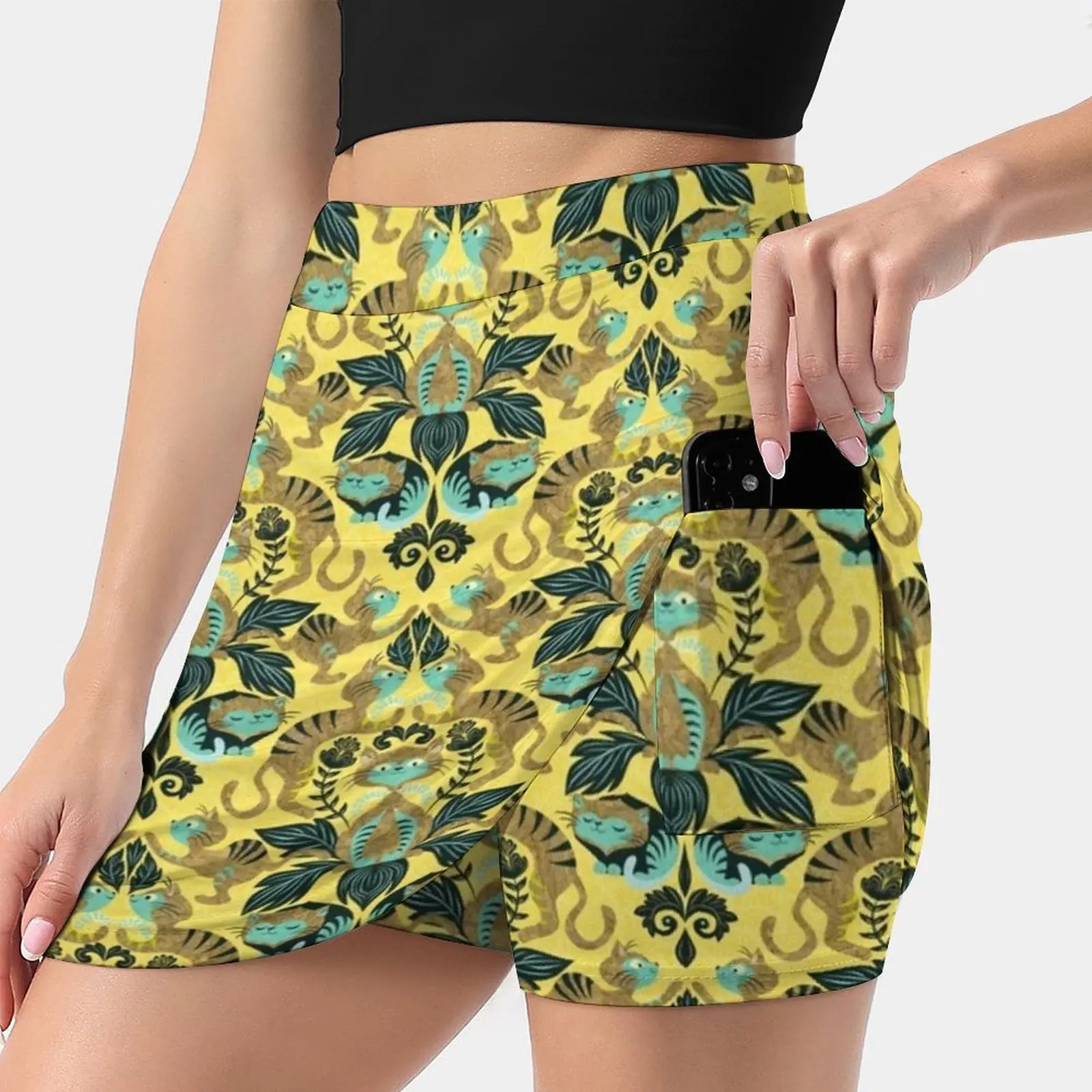 Yellow Damask Cats Women's skirt With Hide Pocket Tennis Skirt Golf Skirts Badminton Skirts Running skirts Cat Damask Yellow
Yellow Damask Cats Women's skirt With Hide Pocket Tennis Skirt Golf Skirts Badminton Skirts Running skirts Cat Damask Yellow