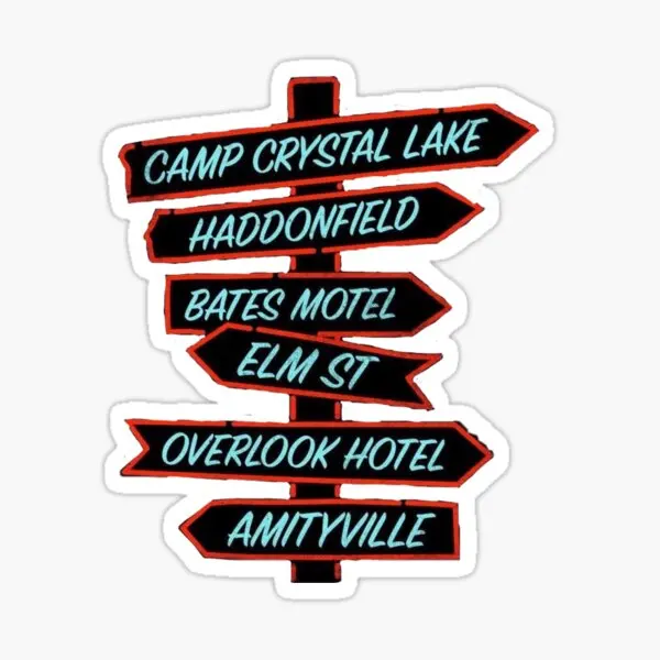 Horror Movie Location Signs 5PCS Stickers for Cute Funny Car Window Art Laptop Print Wall Background Water Bottles Stickers
Horror Movie Location Signs 5PCS Stickers for Cute Funny Car Window Art Laptop Print Wall Background Water Bottles Stickers