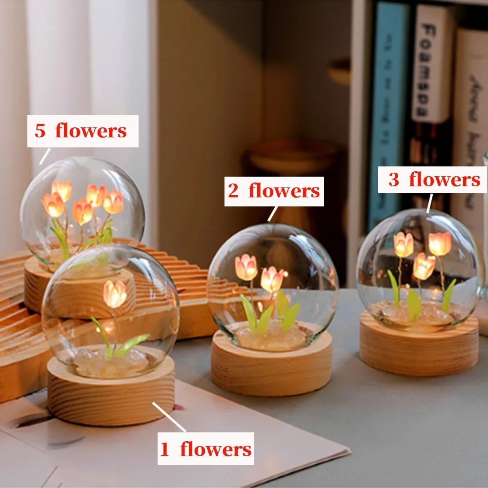 

Cute Girlfriend Handmade Tulip Night Light Floral Lamp DIY Material Room Decor