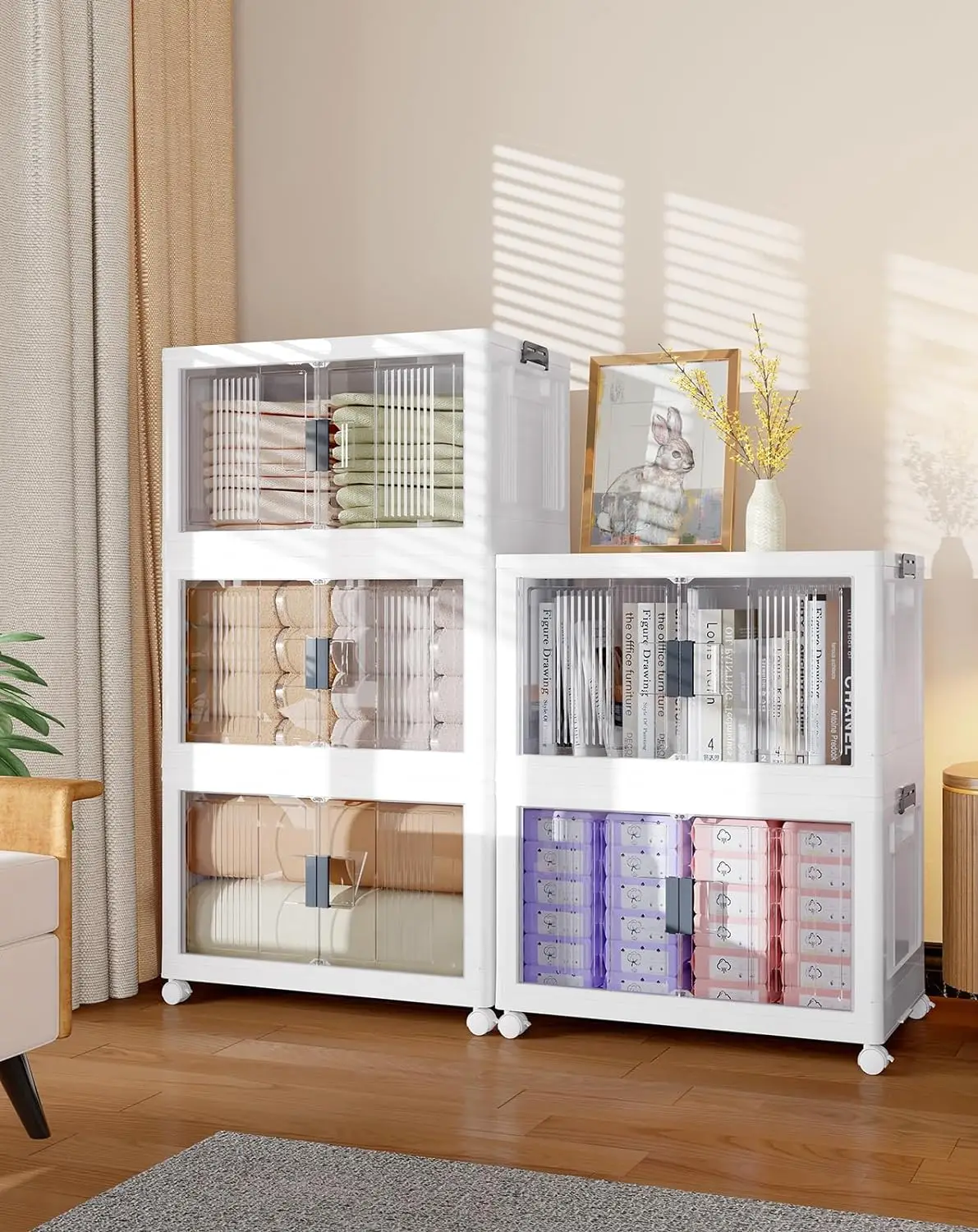 OlarHike 76QT Storage Bins with Lids - Folding Storage box with Doors and Wheels, Collapsible Plastic Storage Bins for Closets,
OlarHike 76QT Storage Bins with Lids - Folding Storage box with Doors and Wheels, Collapsible Plastic Storage Bins for Closets,