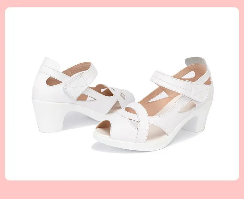 Roman Sandals Women's Soft Sole Comfortable Mother's Shoes Summer Leather Fish Mouth Thick Heel Hollow Out Non Slip Sandalis
Roman Sandals Women's Soft Sole Comfortable Mother's Shoes Summer Leather Fish Mouth Thick Heel Hollow Out Non Slip Sandalis